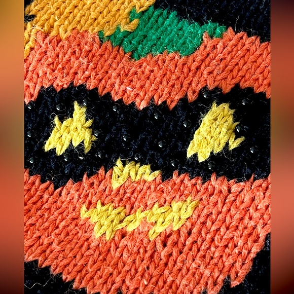 π Vintage Halloween Fall Autumn Sweater Medium - Picture 3 of 9